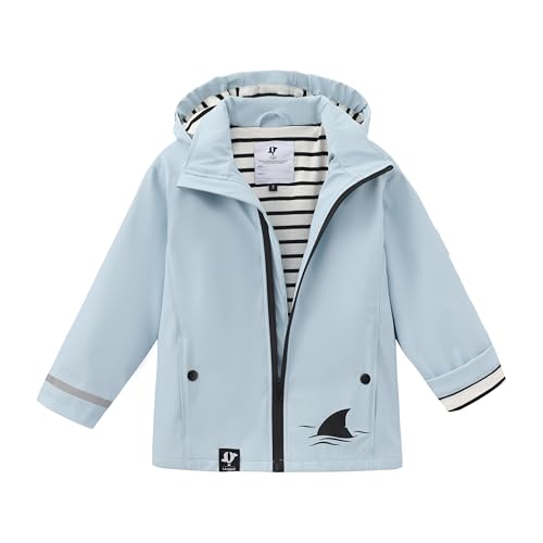 La-haut kids Veste anti-pluie Imperméable Enfant avec Capuche, Ciré anti-pluie intérieur Rayé, (FR/ES, Âge, 4 ans, Taille normale, Bleu)