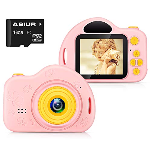 ASIUR Kids Camera,FHD Kids Gift Camera Child Camera 1080P with 16GB SD Card for 3-10 Years Girls