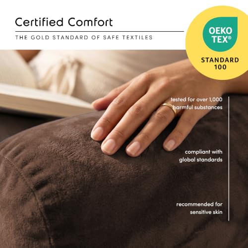 Image of Nestl Reading Pillow with Shredded Memory Foam Includes 2 Neck and Lumber Support Pillows, Designed for Sitting Up in Bed and Couch, Back and Arms Adjustable Support for Adult & Teens, Chocolate Brown