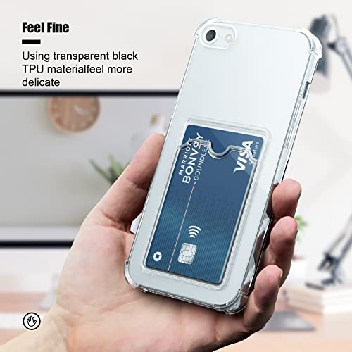 Image of AKABEILA Case for iPhone SE 2022 /SE 2020 /8 /7 Clear Cute Phone Case Soft TPU Wallet Case Slim Bag Cover Shockproof with Card Slot Holder