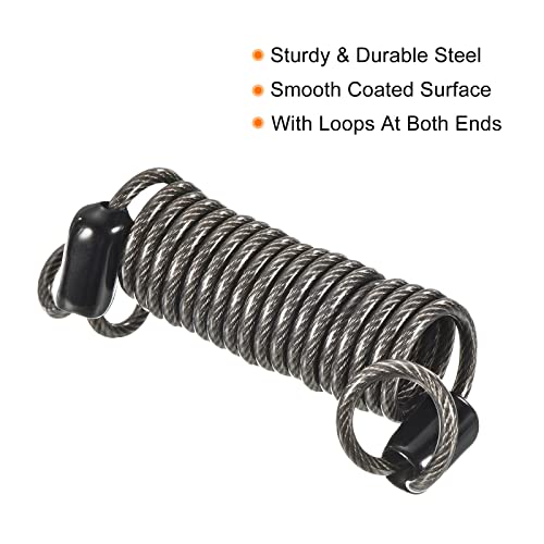 PATIKIL Security Steel Cable 2.5mm x 1m/3.28ft Coated Spring Luggage Lock Wire Rope with Double Loop Black 2 Pack - Image 3