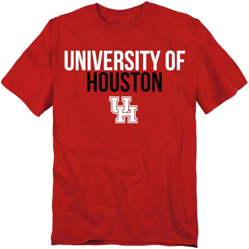 LOGOVISION University of Houston Stacked Unisex Adult T Shirt, Red, Large