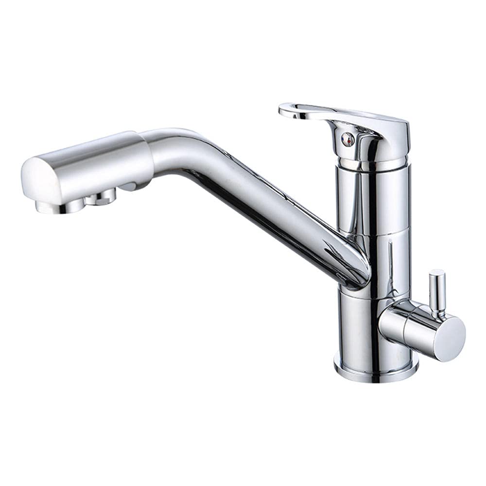 ZYCHSJXA Kitchen Taps Filter 3 Way Tap with Water 360 Degree Swivel Sink Mixer Drinking Purifier Tap-Chrome