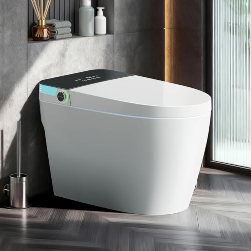 BCANHOME Artistic Smart Toilet, One Piece Bidet Toilet for Bathrooms, Auto Open/Close Lid, Heated Seat, Water Sprayer and Dryer,Tankless Smart Toilet withbuilt in, 1000g Powerful Flush
