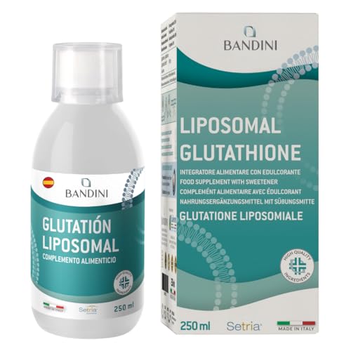 Bandini® Glutatión Liposomal Líquido 250ml 100% Vegano  Antioxidante y Antienvejecimiento   Alta Dosis y Alta Absorción   Reduce el Estrés Físico y Mental   L Glutatión con Vaso Dosificador