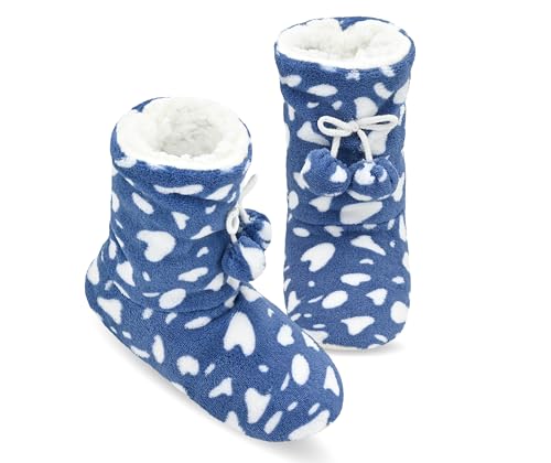 Image of Keyela Womens Non-Slip Sole Slipper Socks, Fluffy Winter House Booties | Ultra soft fuzzy warm indoor house slippers Non-skid bottom for safe walking Cozy winter footwear for ladies