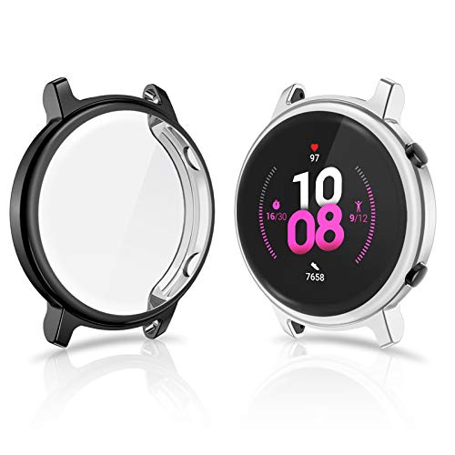 CAVN Protecteur d'écran Compatible avec Huawei Watch GT 2 42mm, 2 Pièces Housse de Protection en TPU Souple Protecteur Case Cover pour GT 2 (Silver & Black)