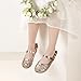 PANDANINJIA Toddler/Little Kid Girl's Angela Dress Mary Jane Ballet Flats Bow Flower Girl Wedding Party Ballerina Flat Shoes (Champagne Sequin, 11 M US Little Kid)