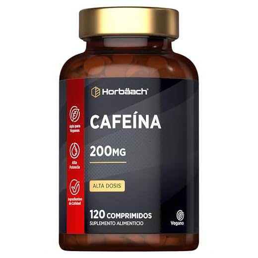 Cafeína Anhidra Pura 200 mg | 120 Comprimidos Veganos | Suplemento de Caffeine en Dosis Altas | Efecto Rápido | by Horbaach