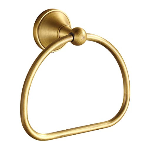WOLIBEER Brass Towel Ring Antique Hand Towel Holder Hanger Round Towel Holder for Bathroom Wall Mounted Retro Kitchen Accessories