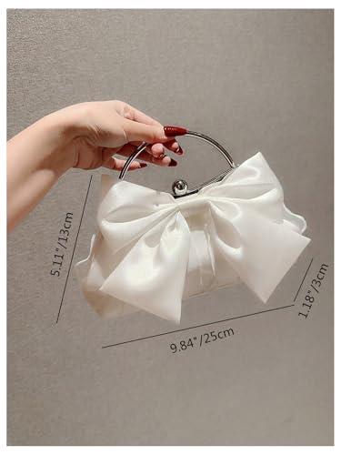 Image of Verdusa Women's Bowknot Evening Bag Ruched Clutch Purse Party Handbag with Chain Strap