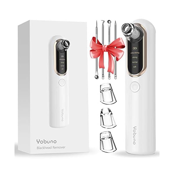 Yobuno Mitesserentferner Porenreiniger Pickelsauger Vakuumsauger Mitesser Entferner mit Mitesser Sauger Porenreiniger，Porensauger 3 Austauschbare Saugköpfe,USB Aufladung