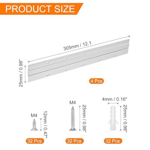 Image of uxcell 4 Pair French Cleat Picture Hanger, 12 Inch Aluminum Z Hanger Heavy Duty Z Bar Clips Interlocking Wall Mounting Bracket Hanger Kit for Hanging Mirror Picture Shelf