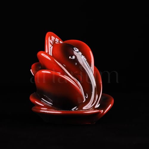 Image of Artarium 3 Inch Rose Shape Ganesh Idol for Car Dashboard | Red Shri Ganesh Ji Murti for Puja and Home Decor | Ganesh Ji Statue for Office Desk, Housewarming & Gift Items, Spiritual Sculpture