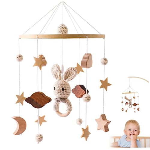 Mobile pour berceau lapin et nuages 3D pour calmer bébé avant le coucher