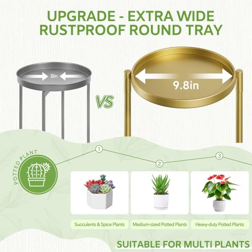 Image of iDavosic.ly 6 Tier Large Plant Stand Indoor, 10 Inch Wide Tall Corner Metal Plant Stands Outdoor for Multiple Plants, Folding Tiered Flower Display Holder Rack Shelf, Gold