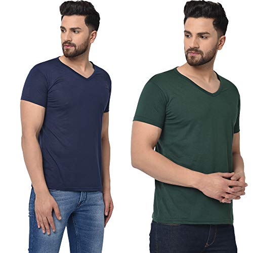 Image of JANGOBOY Men's V-Neck Cotton T-Shirt (Pack of 2)