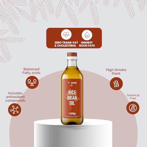 Image of Jivo Rice Bran Oil 1 Litre Cooking Oil | Rich in Antioxidants | Ideal for Deep Frying, Sauteing & Baking | Chemical-Free