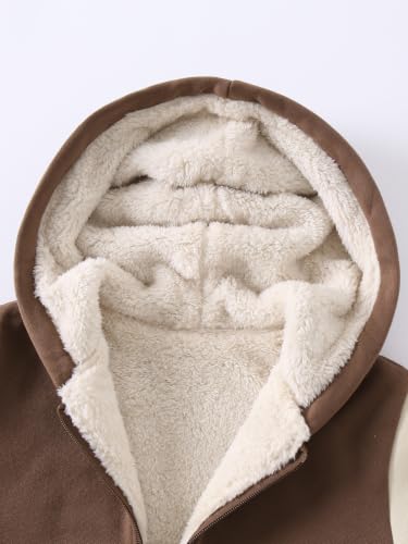 Image of Kids Boys Zip-Up Hooded Sherpa Lined Jacket Fleece Sweatshirts Coat