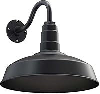 Vista 80 de Steel Lighting Co. Gardena - Luz de granero Montaje en pared al aire libre Cúpula de 16 pulgadas Cuello de cisne de 23 pulgadas Luz