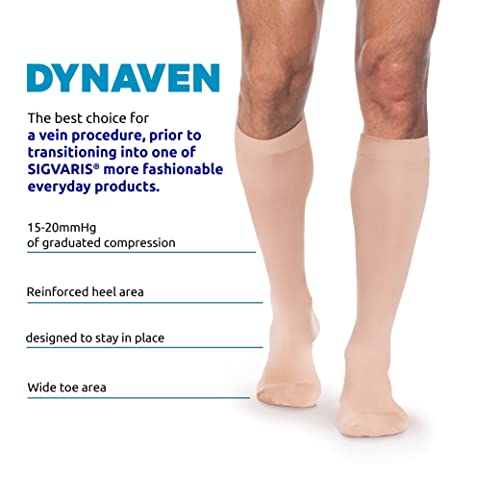 Image of SIGVARIS Men's DYNAVEN Closed Toe Calf-High Socks Grip Top 15-20mmHg