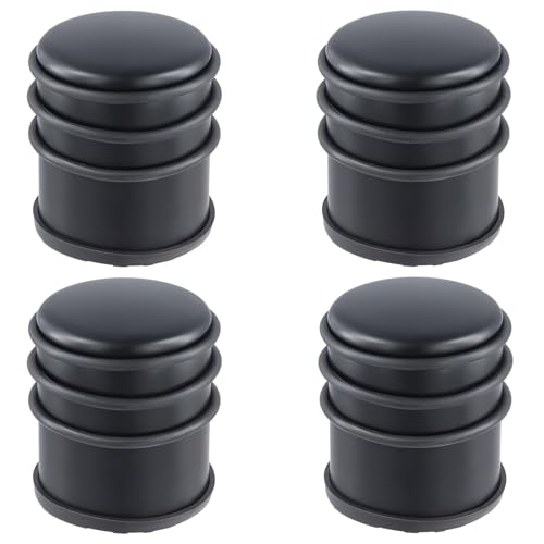 FUNSUEI 4er Set Türstopper Boden Edelstahl 1kg Schwarz Schwerer Türstopper Metall mit Gummiring Bodentürstopper Edelstahl Tür Stopper Boden 7 x 8 cm