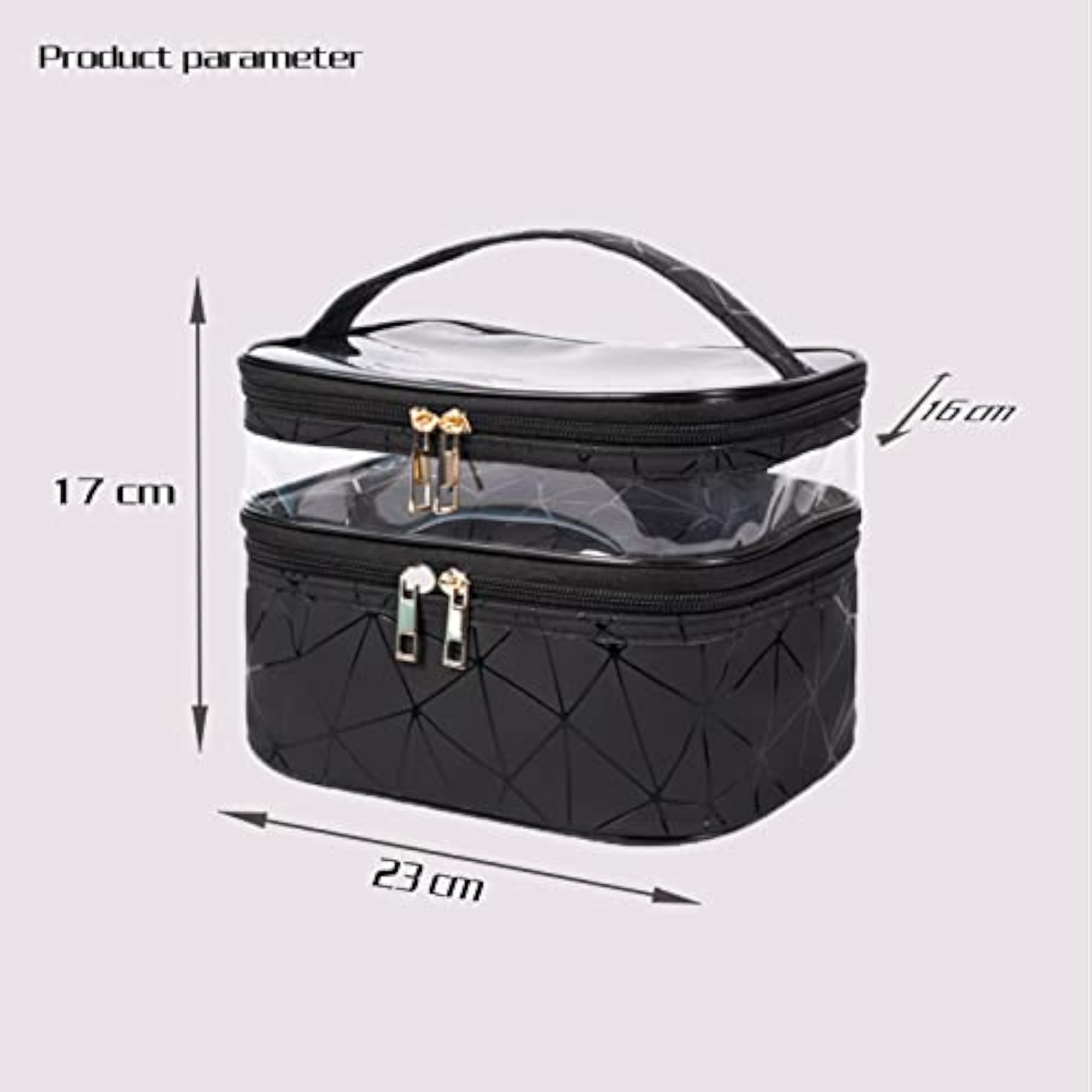 Portable Double Layer Waterproof Makeup Bag, Travel Cosmetic Organizer