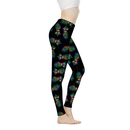Showudesigns Yoga-Hose, Bauchkontrolle, Knöchellang, Leichtathletik-Leggings für Frauen, Workout, Laufen, Sport, Fitness Gr. XXL, Ananas bunt