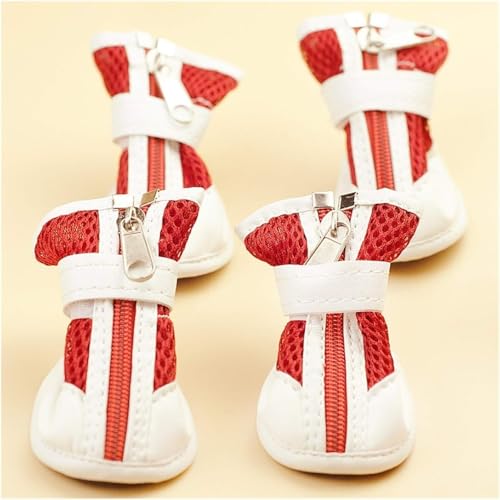 Image of Dog Shoes for Shih Tzu, Golden Retriever, German Shepherd & Persian /Summer Heat Dog Boot Adjustable Non-Slip, PU Paw Protector-Waterproof Size-4 for 5 to 9 Kg (L X W Paw-2.65 x 1.9) Inch