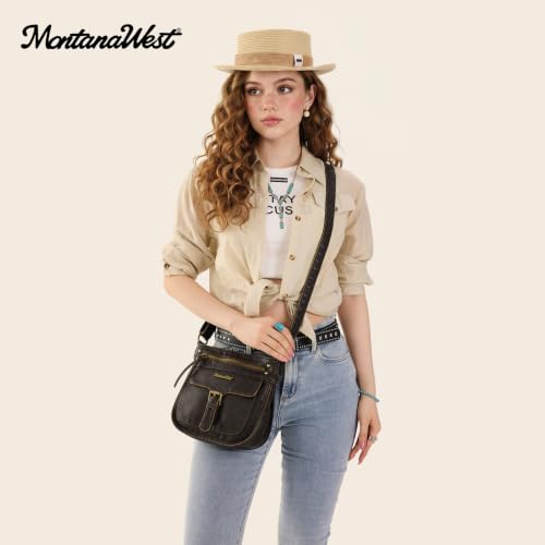 Image of Montana West Crossbody Bag for Women Multi Pocket Shoulder Medium Travel Purses Ultra Soft Washed Leather