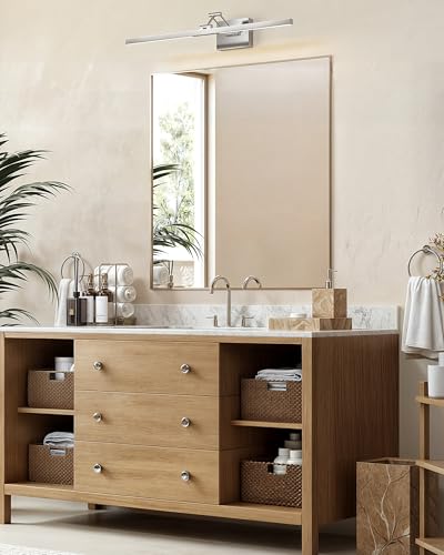 Image of VONLUCE 30 inch LED Bathroom Vanity Light, 3CCT Modern LED Vanity Lights with 360 Rotatable Head Swing Arm, 11.4W Bathroom Light Fixture Over Mirror, LED Lights for Bathroom Bedroom, Brushed Nickel | 3CCT, Flicker-free, 360 Rotatable Head & Swing Arm, IP44 waterproof Bathroom Light Fixture Over Mirror for Bathroom, Picture