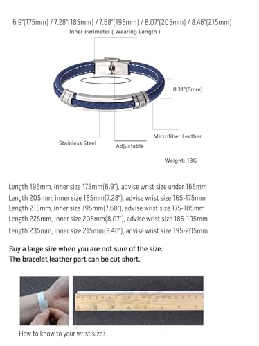 Mens Black Leather Bracelet Silver Stainless Steel Adjustable Buckle Bracelets Pulseras para Hombre2