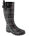 Capelli New York Shiny Scottish Plaid Printed Ladies Tall Rubber Rain Boot