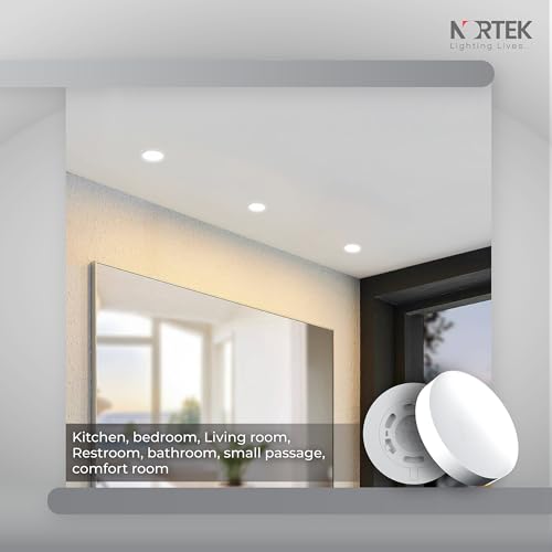 Image of Nortek KRSNA 15W LED Surface Panel Light | Bright Panel Lights for Ceiling, Bedroom, Hall, Balcony | Cool White | Decorative Round Wall Panel | Fall Ceiling Light for Home & Office | Pack of 10