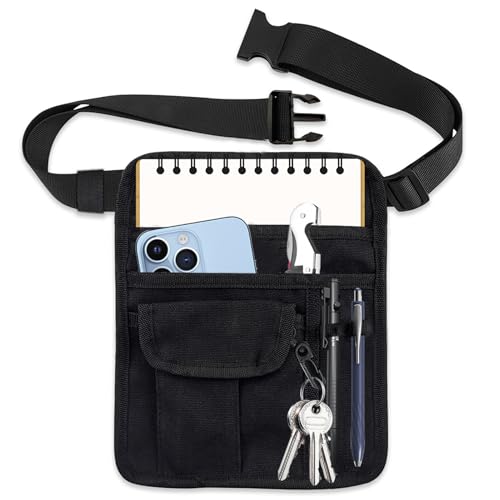 ZMD Server Apron Waist Pouch, Restaurant Waitress Apron with Pockets Utility Belt Women Work Apron Waist Pouch with Adjustable Belt Money Bag Tool Pouch for Hotel, Bar, Gardening, Nursing