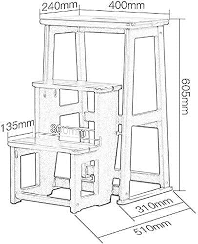 Portable 3-Step Wooden Folding Stool - Multi-Functional Chair & Ladder for Adults, Shoe Rack, Flower Stand, Kitchen Storage, Easy to Carry, Sturdy Design