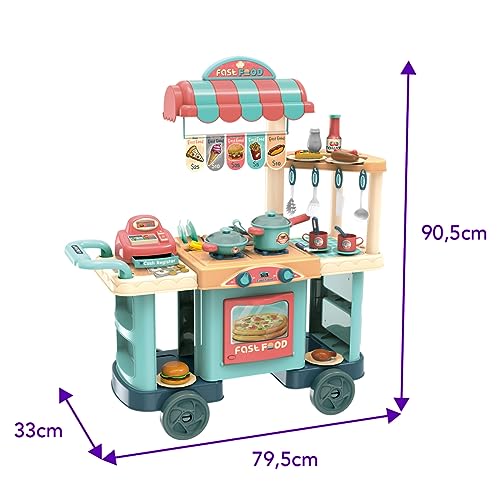 Replay Kids Cozinha Infantil Bancada Food Truk, Forno e Fogão Com Acessórios e Caixa Registradora, M