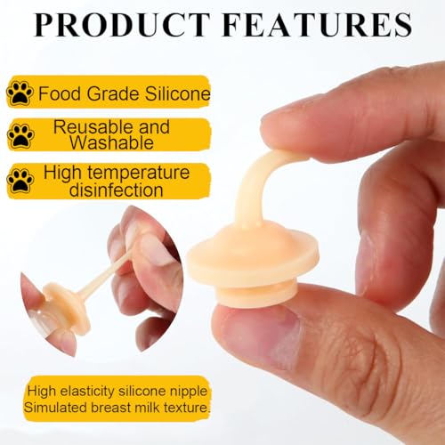AIYVELU 8pcs Mini Schnuller und Spritze, Haustier Schnuller mit Spritze, Haustier Fütterung Silikon Schnuller Spritze für Welpen, Katzen oder andere Haustiere
