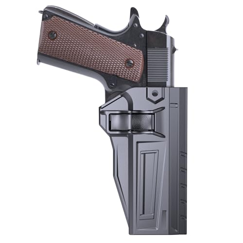 1911 Holster fit Colt 1911 5' Without Rail, OWB Holster for Kimber Rapide 1911/Colt M1911 A1/SA 1911/Elite Force M1911, 360° Adjustable Open Carry Holster | Right Hand Black