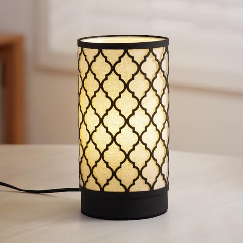 Lámpara de mesa pequeña Cerdeco con pantalla de lino y metal