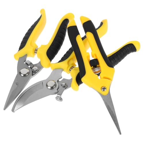 SUNCN 3点セット 園芸はさみセット ステンレス製のトリミングはさみ 庭鋏剪定 ステンレス園芸 木の剪定用のば 植物機 鋼 Yellow