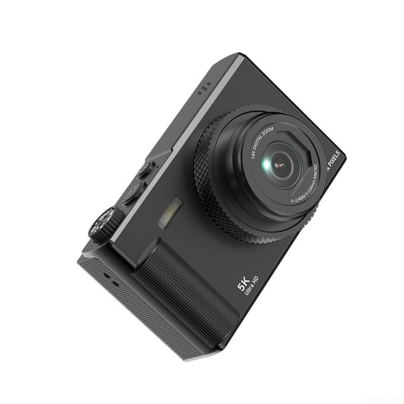 Videocamera Vlog-friendly: registrazione 5K, LCD Flip a 180 gradi, zoom 18x, stabilizzazione elettronica, CMOS da 1/2,3 pollici (nero)