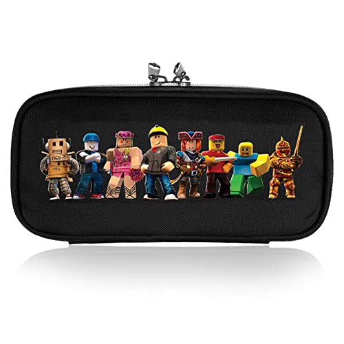 Estuche Escolar, Roblox Multifuncional Bolsa de Lápiz, Portátil Organizador de papelería Gran Capacidad Bolsa Doble Cremallera para niños Cover