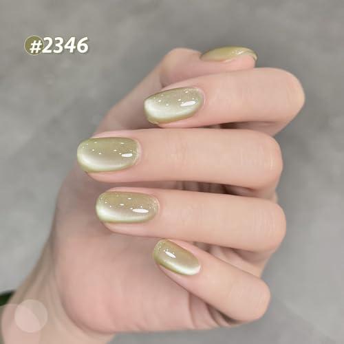 Image of GAOY Cat Eye Gel Nail Polish Set with Magnet for Jelly Green Glitter Holographic Cat Eye, Salon Gel Manicure and Nail Art DIY at Home, Mint Green
