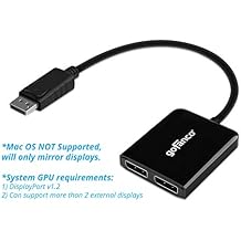 gofanco 1x2 DisplayPort 1.2 Display Splitter Adapter DP to Dual DisplayPort MST Hub Converter, 4K @30Hz, for Windows PCs, Not Mac OS Compatible, Eyefinity Support DPMST2DP