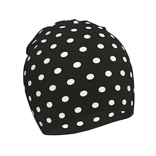 Rqzwdq White Black Polka Dot Kids Beanie Hats Warm Knit Beanie Cap Skull Caps Gifts Decor for Boys Girls