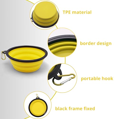 Image of Tortoise Harness and Leash with Folding Bowl, Adjustable Turtle Harness Leash and Portable Food Water Bowl, Outdoor Training Accessories for Small Pets Turtle Lizard Reptile Pet Tortoise Toys (Yellow)