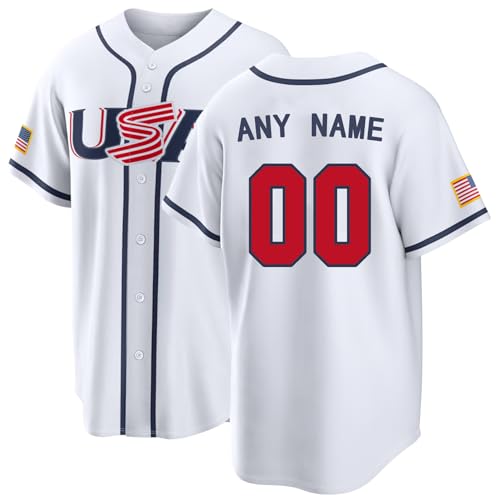 Jersey personalizado de béisbol con nombre y número de jugador, estilo abotonado miniatura 1