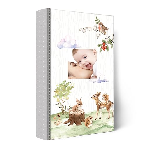 Image of Holoary Baby Photo Album 4” x 6” 300 Photos, Newborn Baby Keepsake Gifts for Baby Boy/Girl and New Parents, Woodland Animals Design Baby Photo Albums
