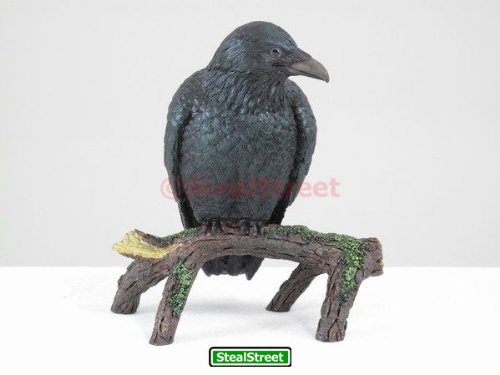 YTC Summit International Black Raven Bird on Tree Branch Figurine Crow Gothic Decoration Collectible New